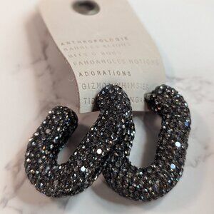 Anthropologie Oblong Pavé Hoop Earrings